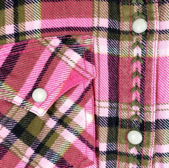 Lucky Brand Hot Pink Flannel Shirt - Picture 4 of 6